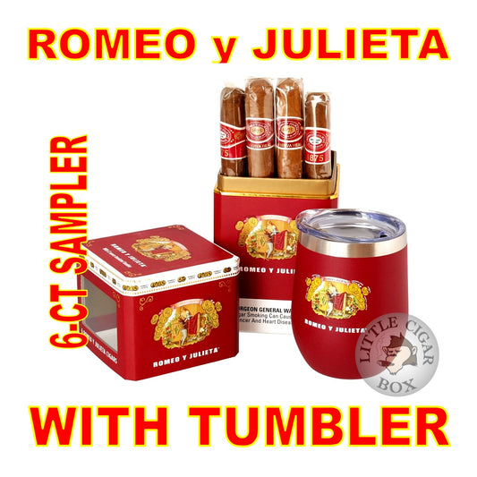 ROMEO y JULIETA 6-CIGAR SAMPLER WITH INSULATED WINE TUMBLER