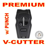 STAINLESS STEEL V-CUT CIGAR CUTTER w/DETACHABLE PUNCH - www.LittleCigarBox.com
