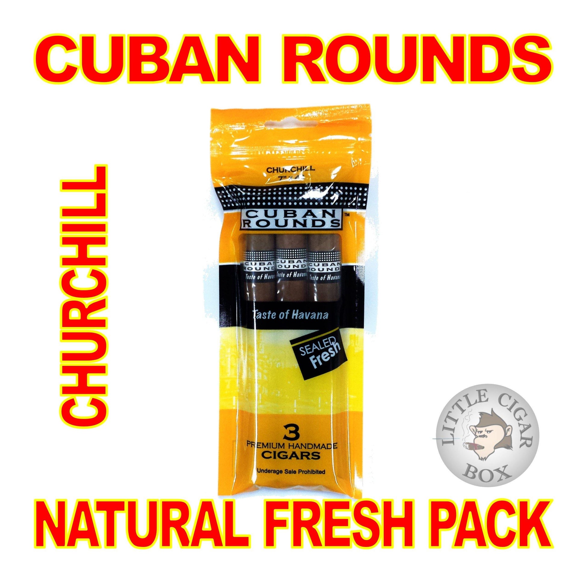 CUBAN ROUNDS CHURCHILL 3-CT FRESH PACK - www.LittleCigarBox.com