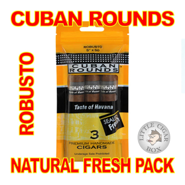 CUBAN ROUNDS ROBUSTO 3-CT FRESH PACK - www.LittleCigarBox.com